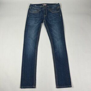 Rerock For Express Skinny Womens Jeans Size 6R Blue Dark Wash Stretch